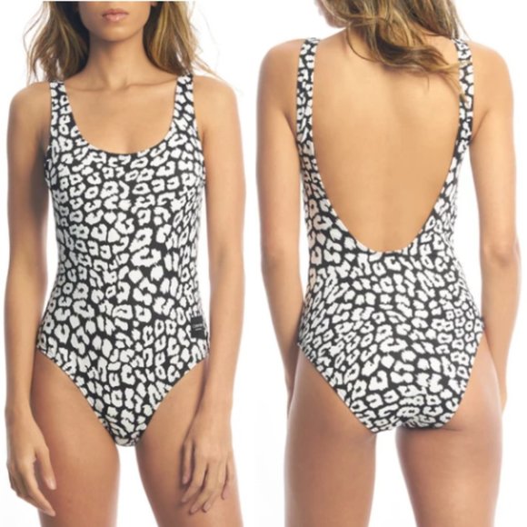 Calvin Klein Deep U Back Leopard One Piece NWT - Picture 1 of 12